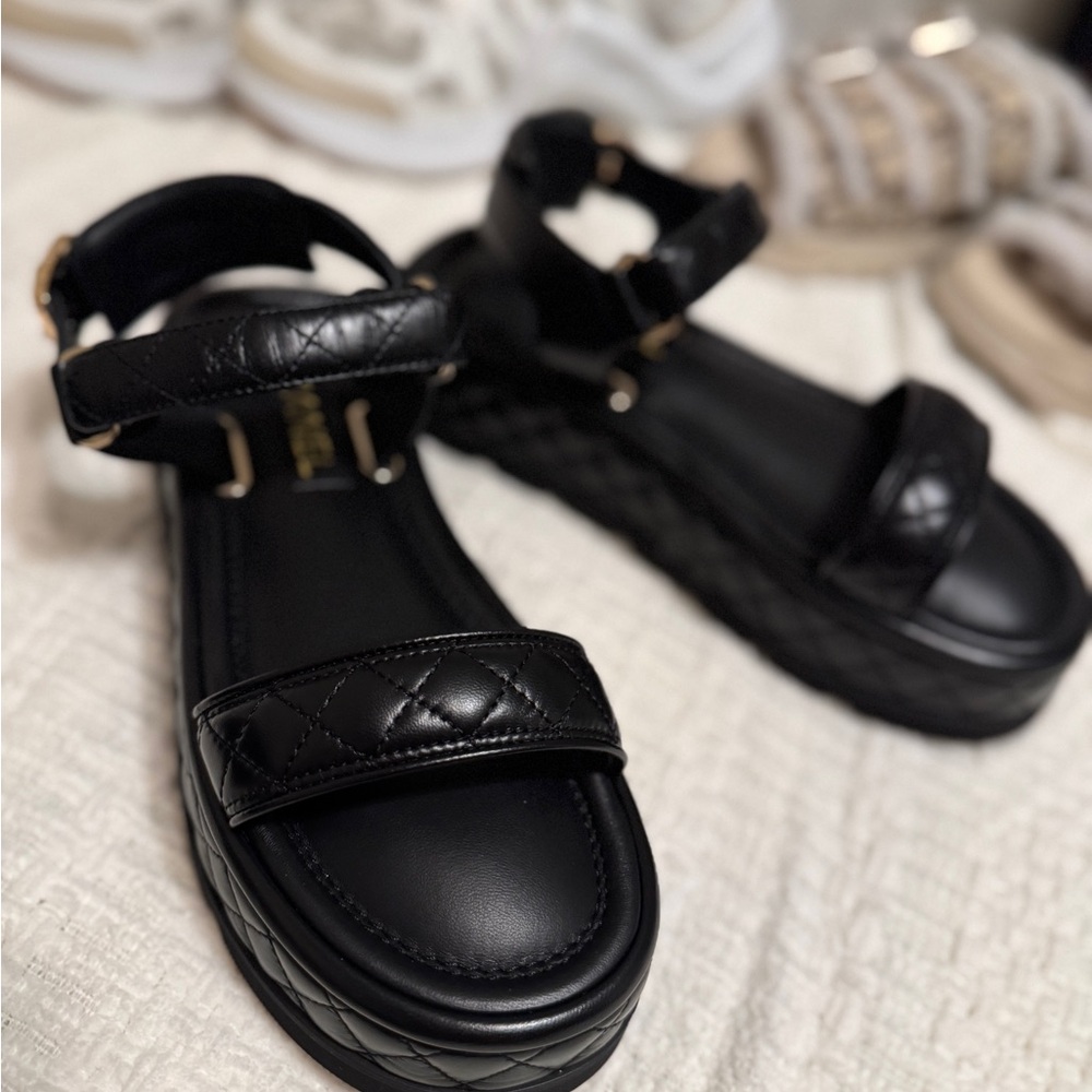 Chanel black Quilted Sandals
